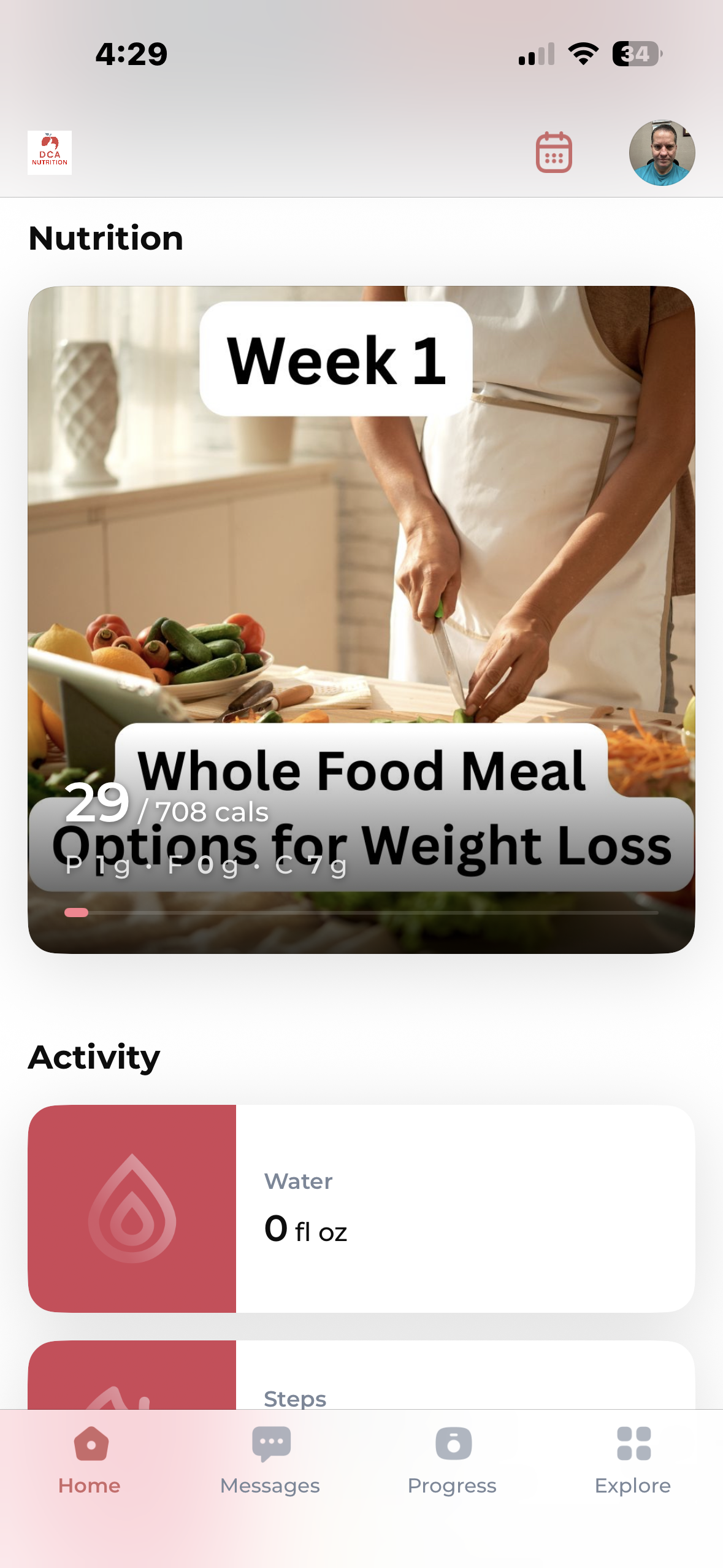 Nutrition tracking and meal plans